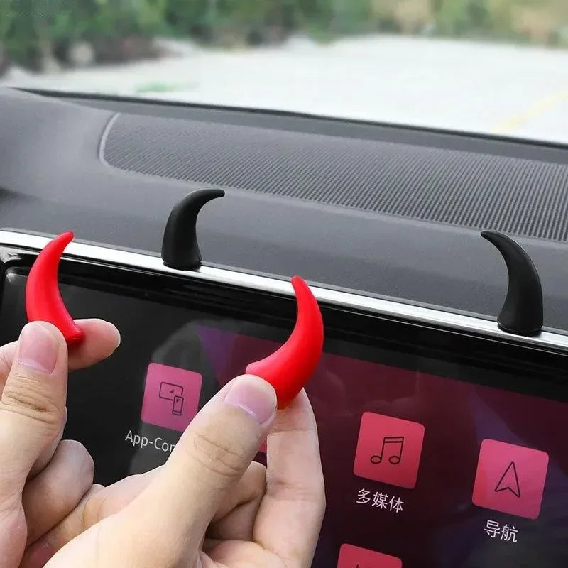 2pcs Car Mini Steering Wheel Decorations Devil's Corner Creative Decoration Dashboard Vehicle Air Vent Ornament