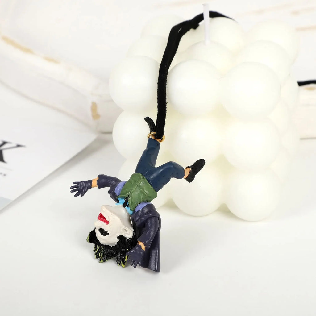 Cartoon Joker Car Pendant Rearview Mirror Pendant Interior Accessories Mini Model Toys Action Figures Interior Decoration Model