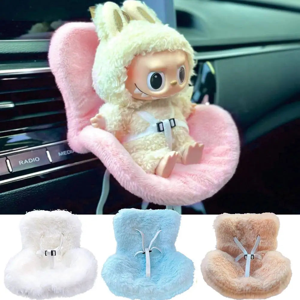 Car Ventilation Safety Seat Soft Kawaii Doll Seat Car Ornament Plush Safety Seat Car Air Outlet Decoration for 17cm Dolls