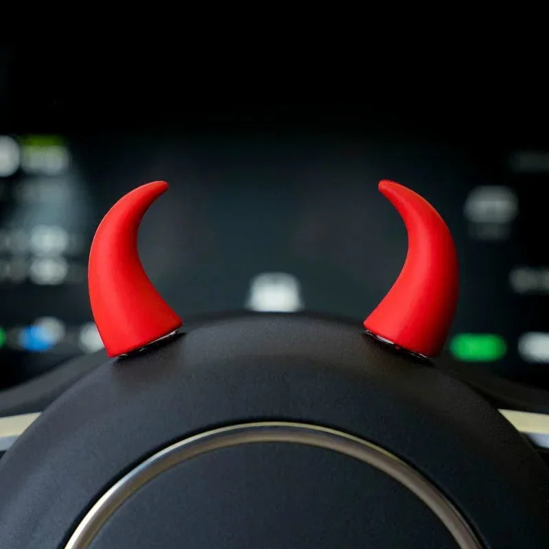 2pcs Car Mini Steering Wheel Decorations Devil's Corner Creative Decoration Dashboard Vehicle Air Vent Ornament