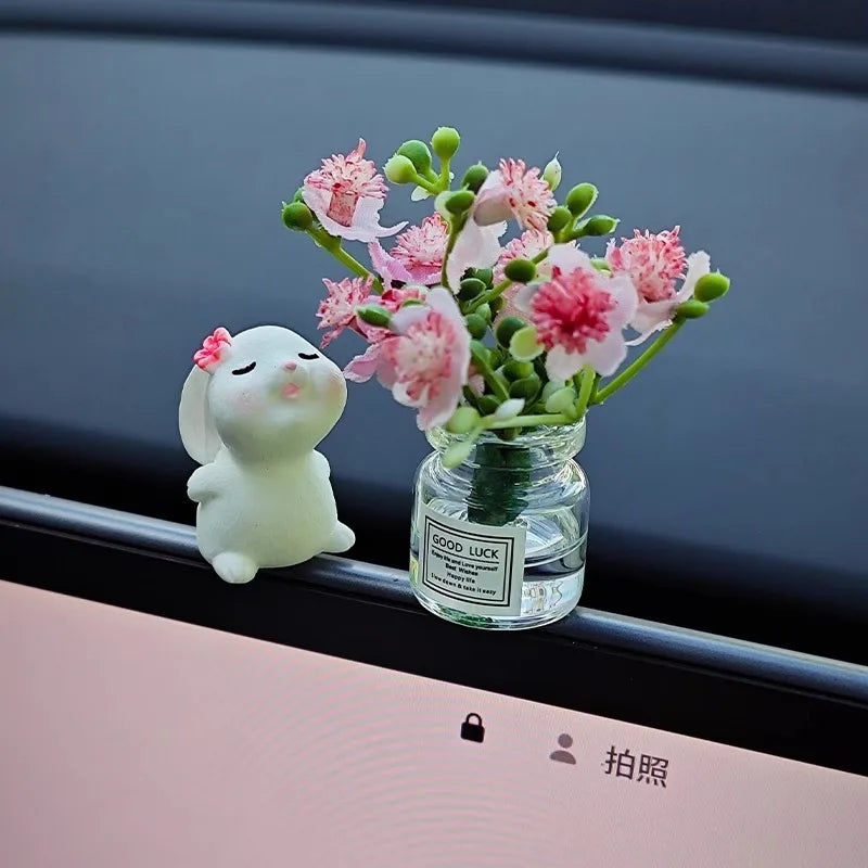 Car'S Mounted Bunny Smelling Floral Fragrance Healing Ornament Console Romantic Fantastic  Auto Center Ornaments