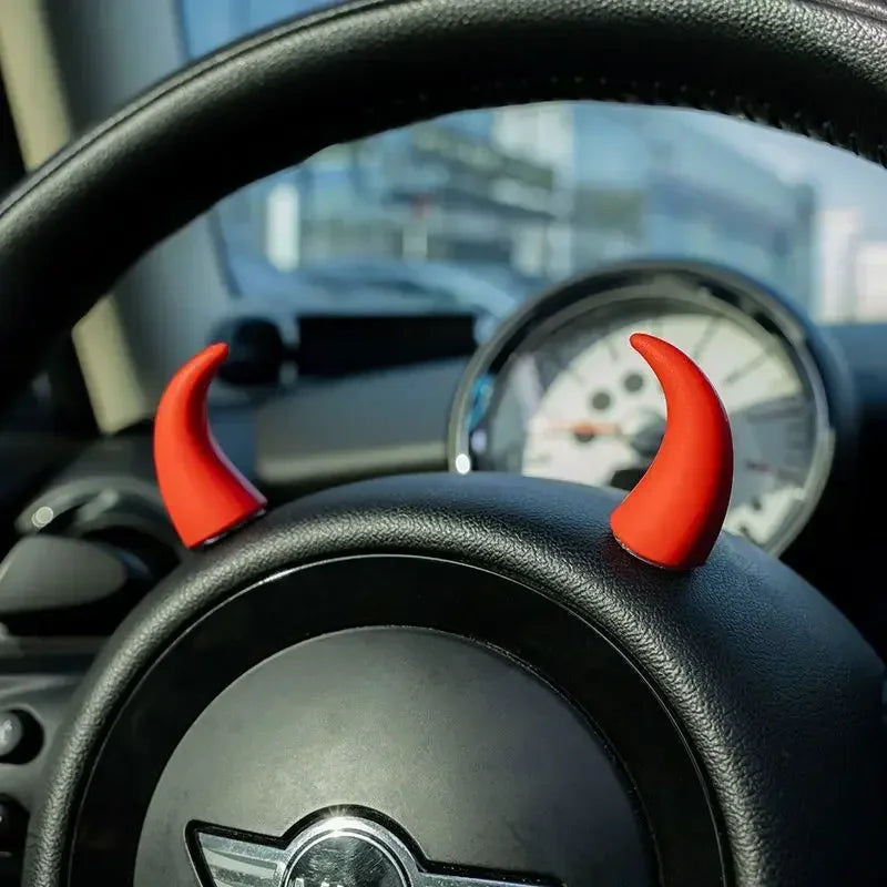 2pcs Car Mini Steering Wheel Decorations Devil's Corner Creative Decoration Dashboard Vehicle Air Vent Ornament