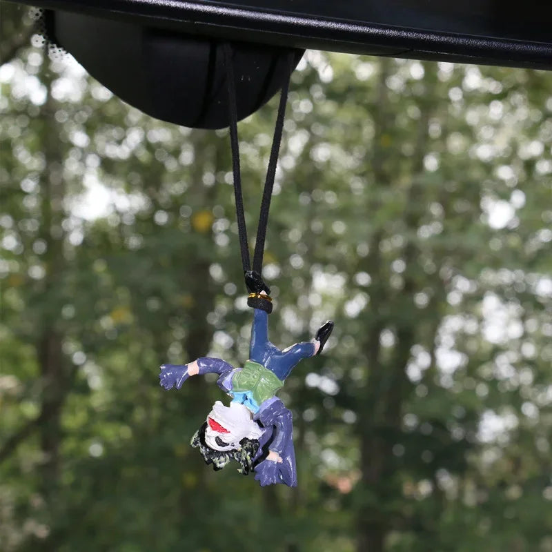 Cartoon Joker Car Pendant Rearview Mirror Pendant Interior Accessories Mini Model Toys Action Figures Interior Decoration Model
